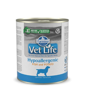 vet life dog hypoallergenic fish & potato 300 gr